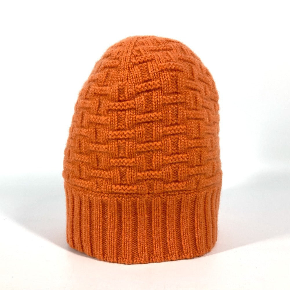 HERMES Knit hat cashmere Orange H logo Women M