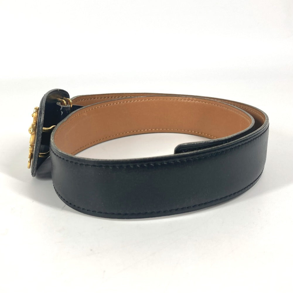 HERMES belt leather black Vintage Buckle 65