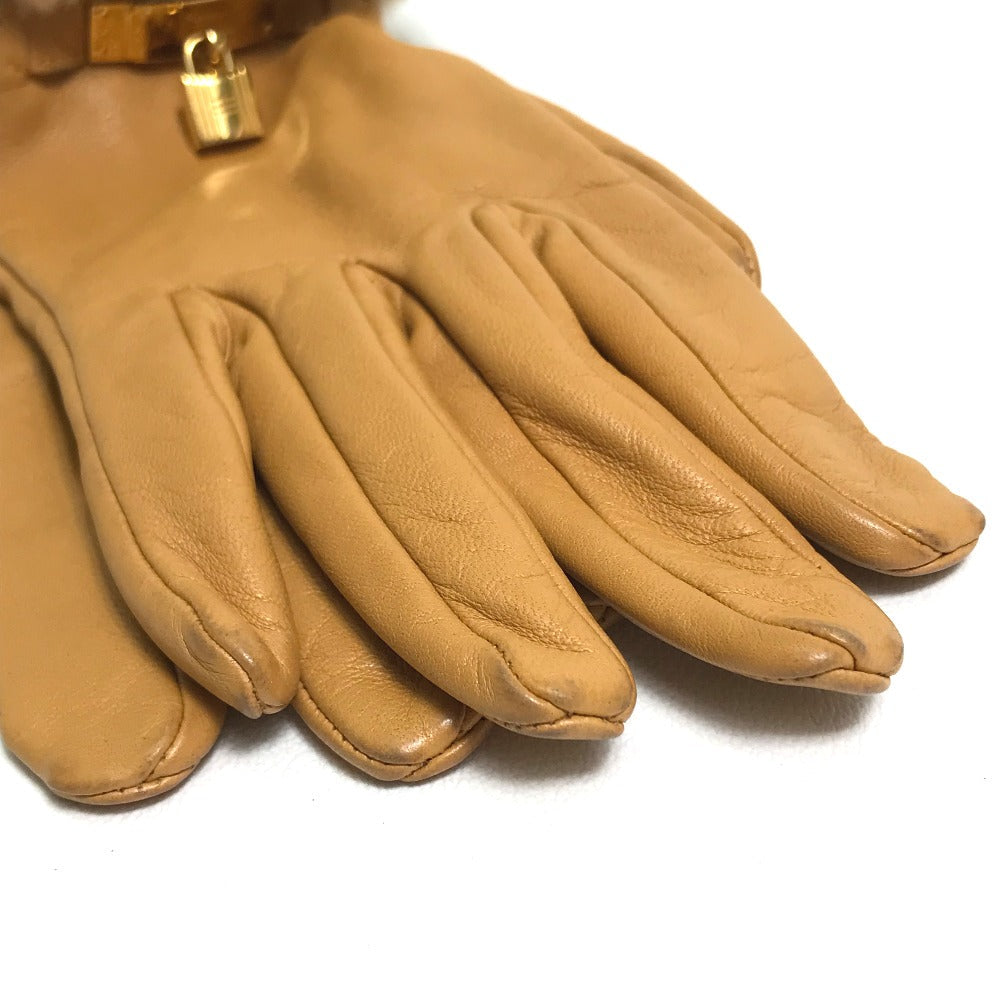 HERMES Glove leather Beige type Cadena Charm Princess Women 6.5