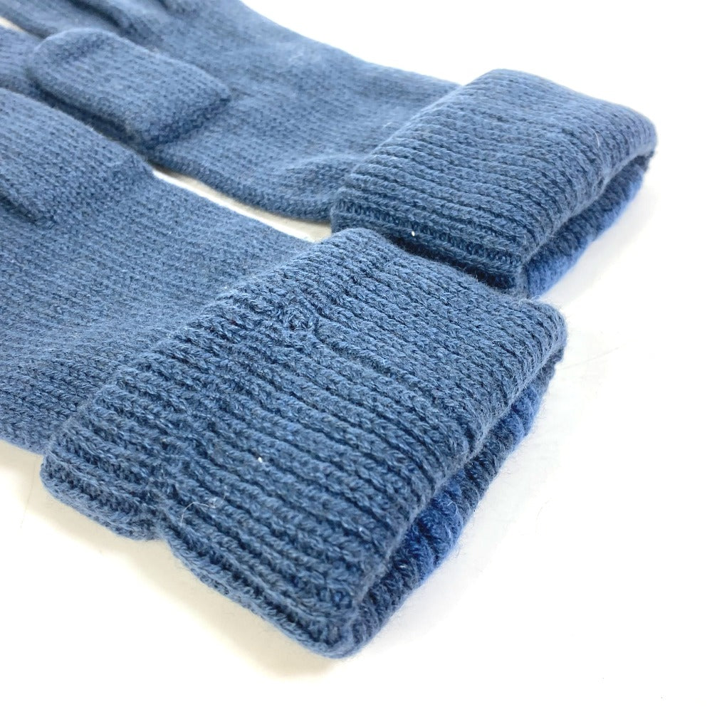 HERMES Glove cashmere blue H logo Women