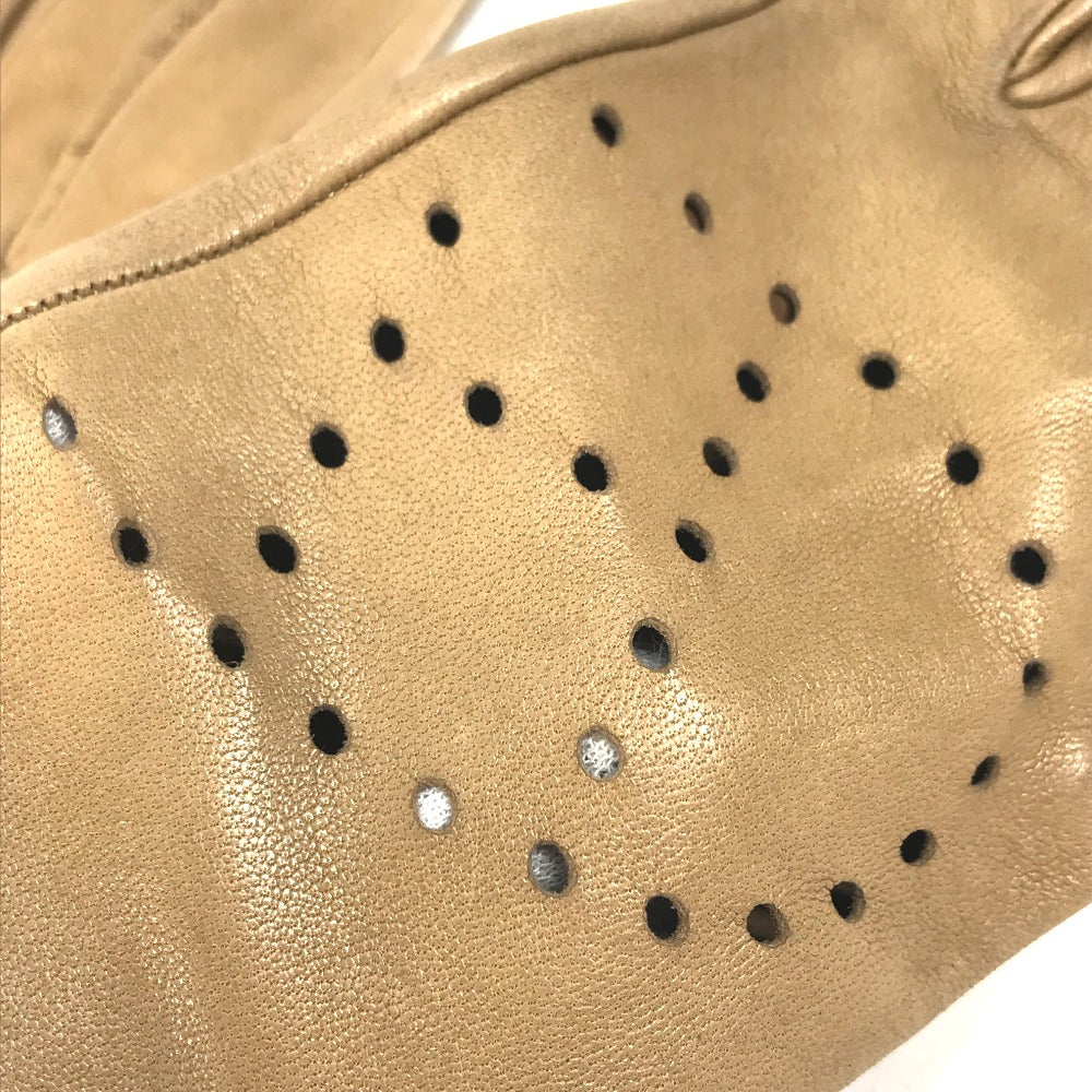 HERMES gloves leather beige Punching logo Women 7