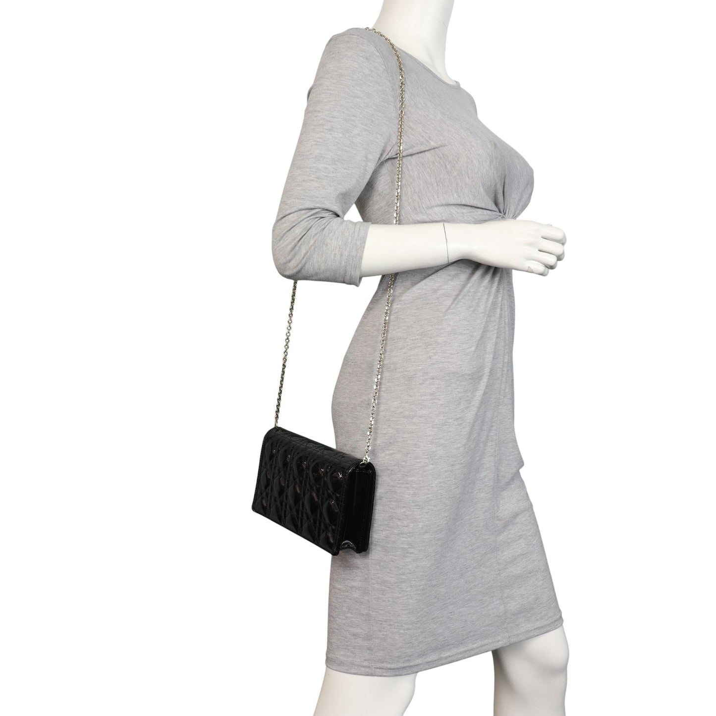 Dior Lady Dior Patent Cannage Pouch