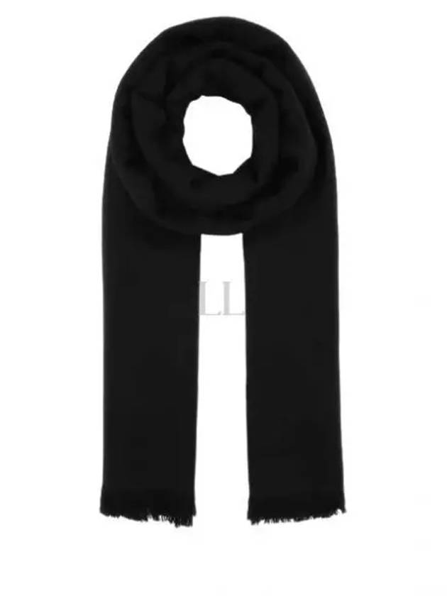 Luxury Saint Laurent Trending 2025 Cassandra Monogram Wool Jacquard Scarf Black