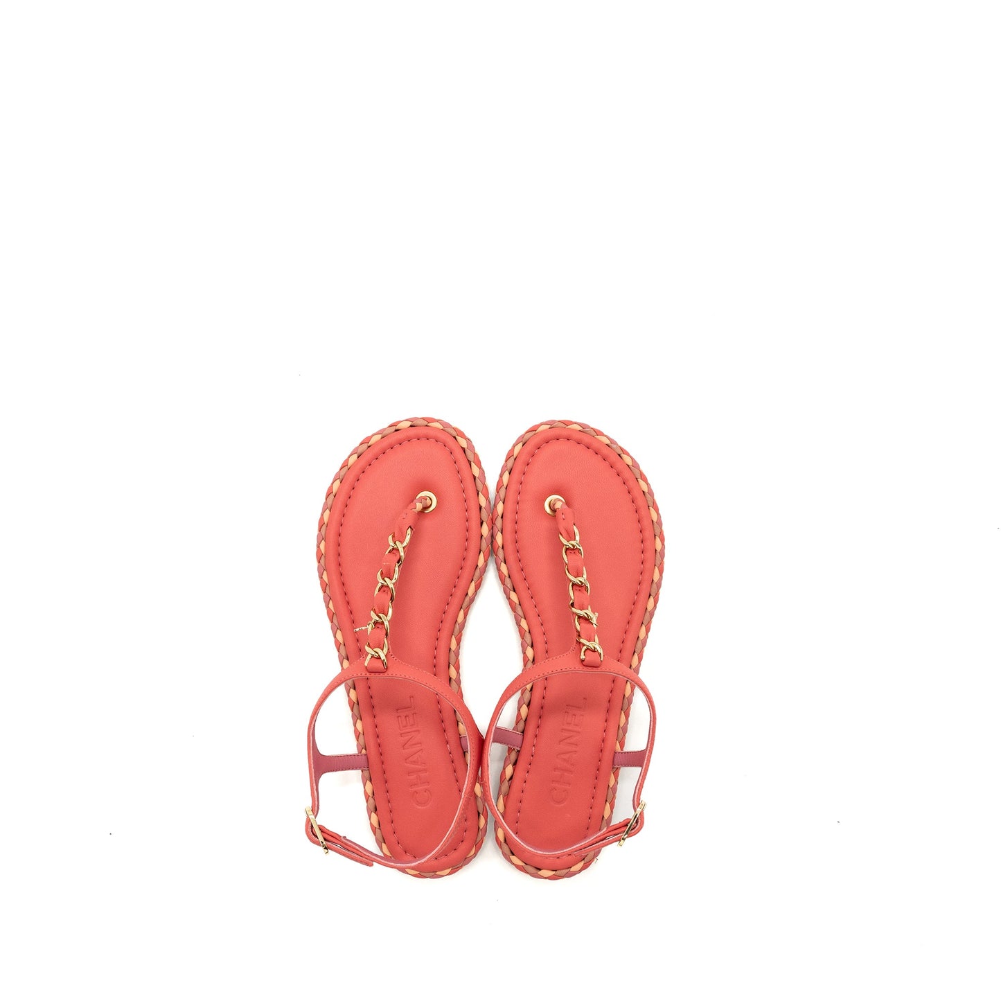 Chanel Size 36 Leather Chain Sandals Pink/ Multicolour LGHW