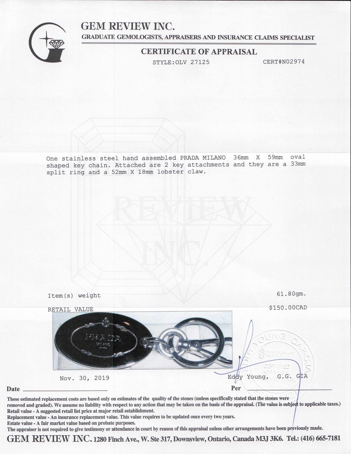 Prada Oval Logo Keychain