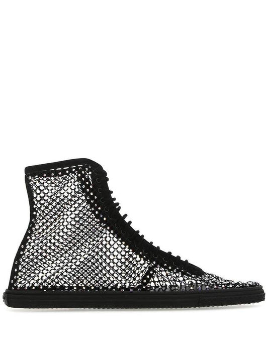 Luxury Saint Laurent Trending 2025 Rhinestone Diamond High-Top Sneakers Black