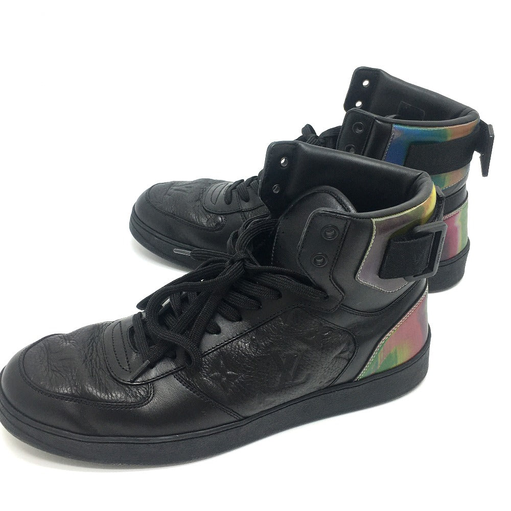 LOUIS VUITTON sneakers 1A7S6R leather black Rivoli Line Monogram mens 7