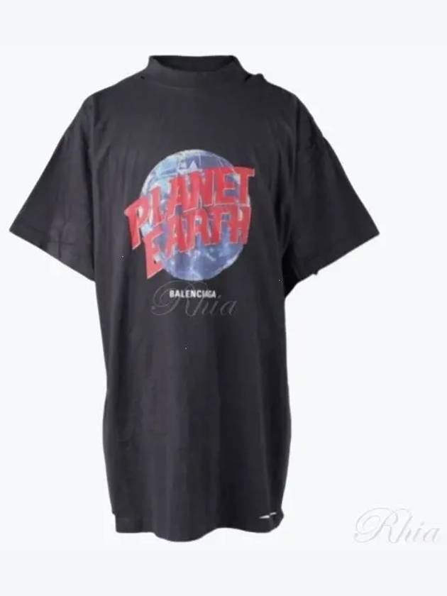 Luxury Balenciaga Trending 2025 Planet Earth Oversized Short Sleeve T-Shirt Black