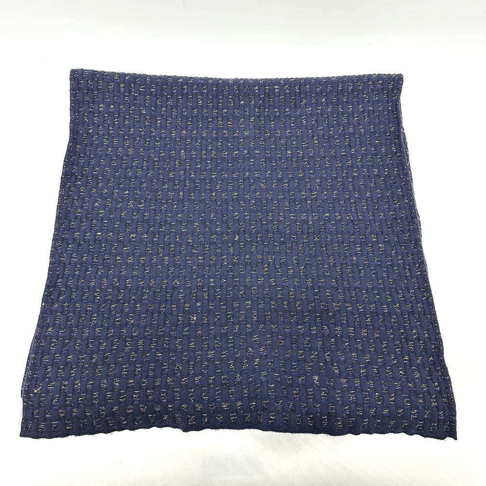 CHANEL Scarf cashmere blue COCO Mark Braid