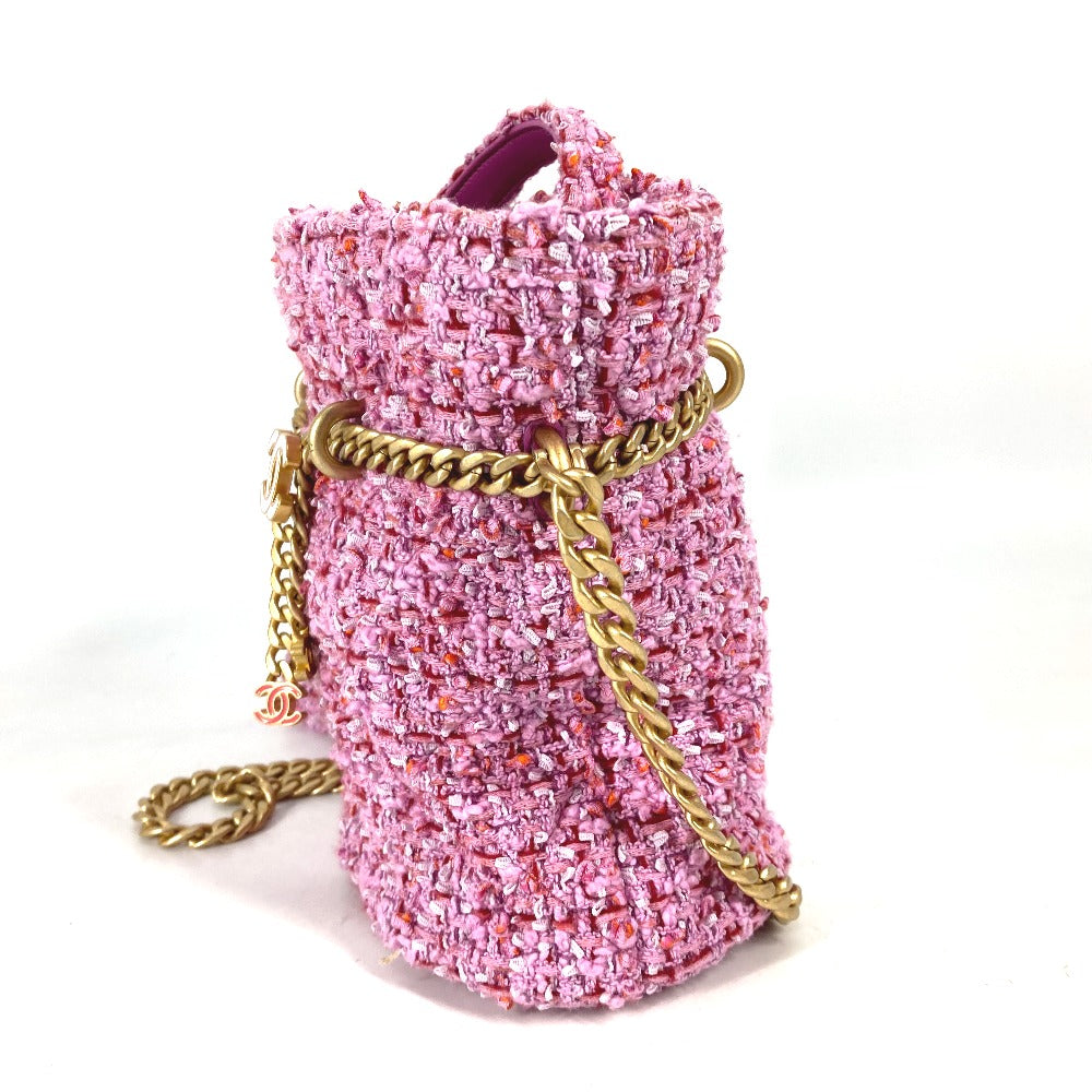 CHANEL Shoulder Bag tweed pink 2022Stainless Steel CC COCO Mark Chain