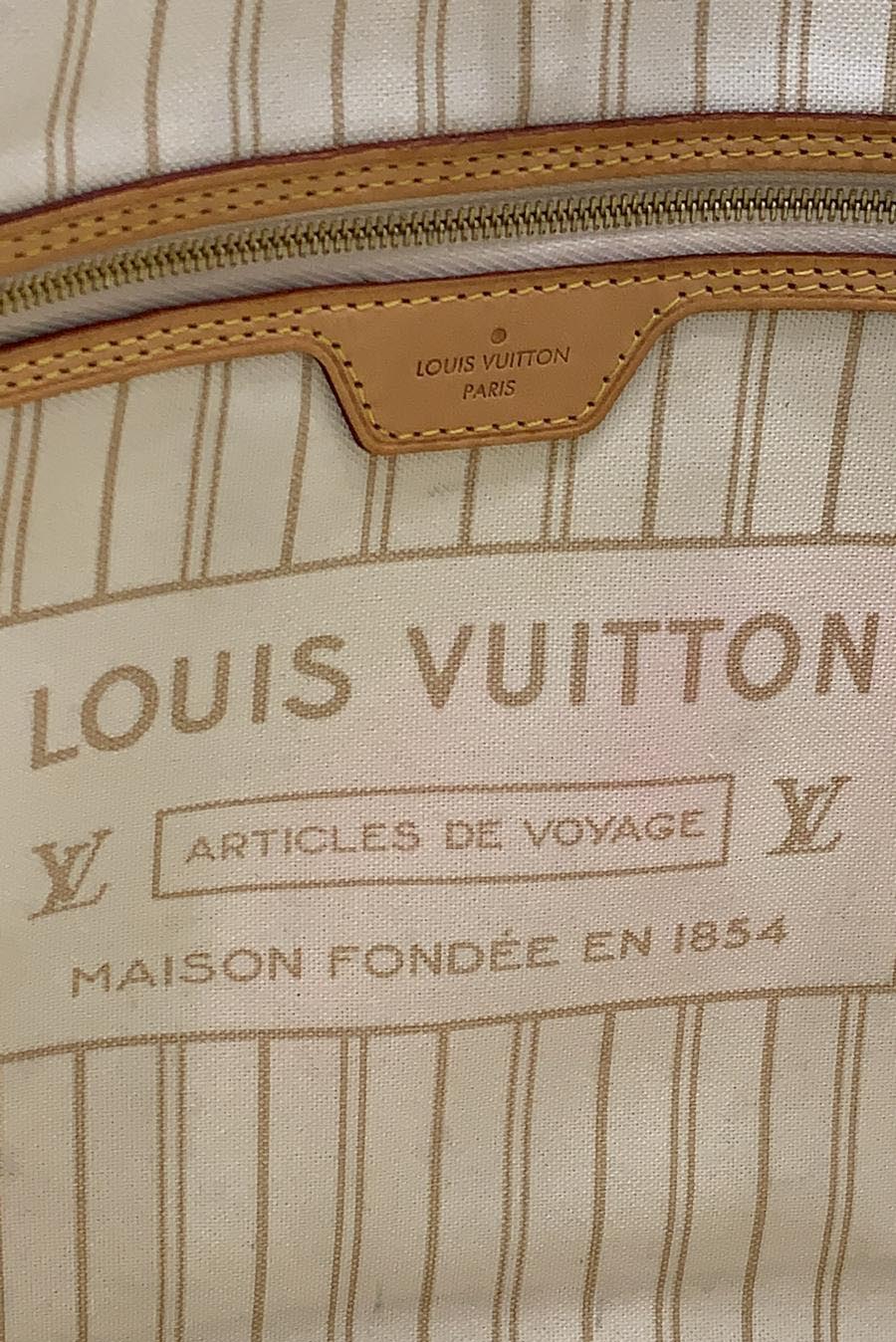 LOUIS VUITTON Neverfull MM Damier Azur Tote Shoulder Bag White