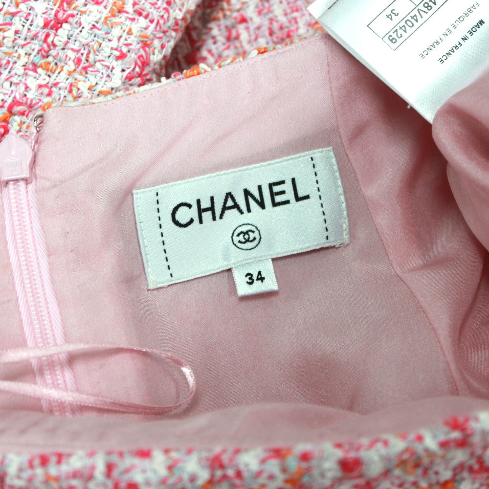 CHANEL skirt tweed pink Apparel knee length 16S Women 34