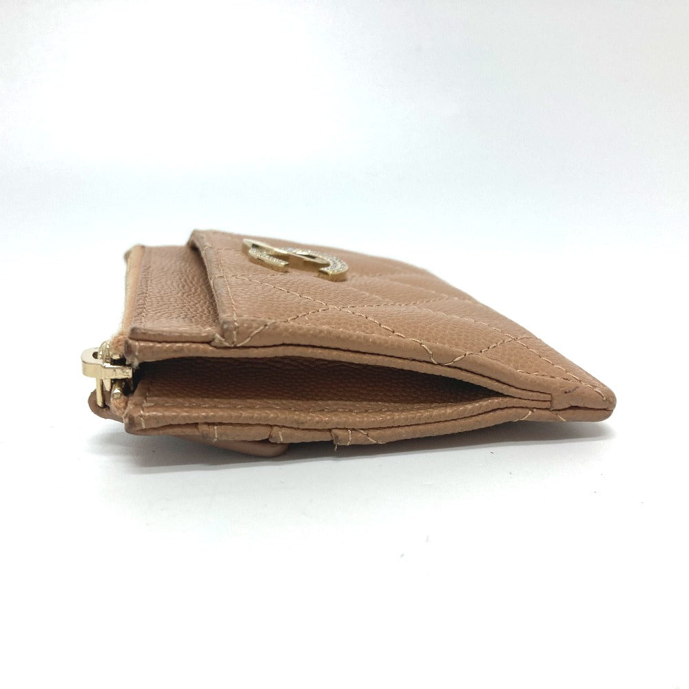 CHANEL Folded wallet Caviar skin beige COCO Mark Matrasse Women