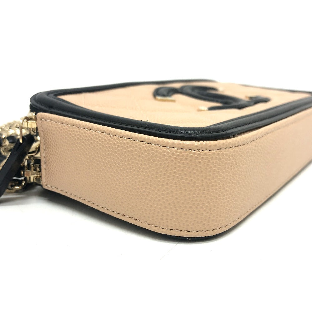 CHANEL Wallet Chain A84450 Caviar skin beige CC filigree