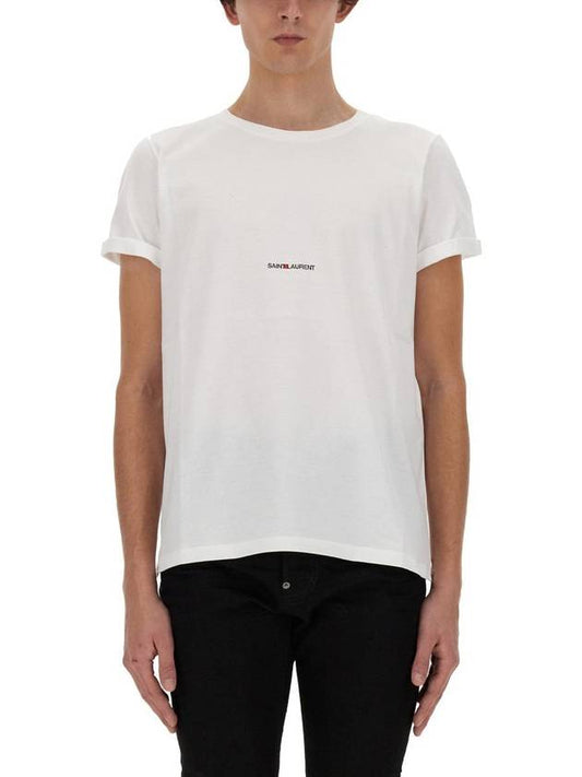Luxury Saint Laurent Trending 2025 Men's Small Logo Short Sleeve T-Shirt White