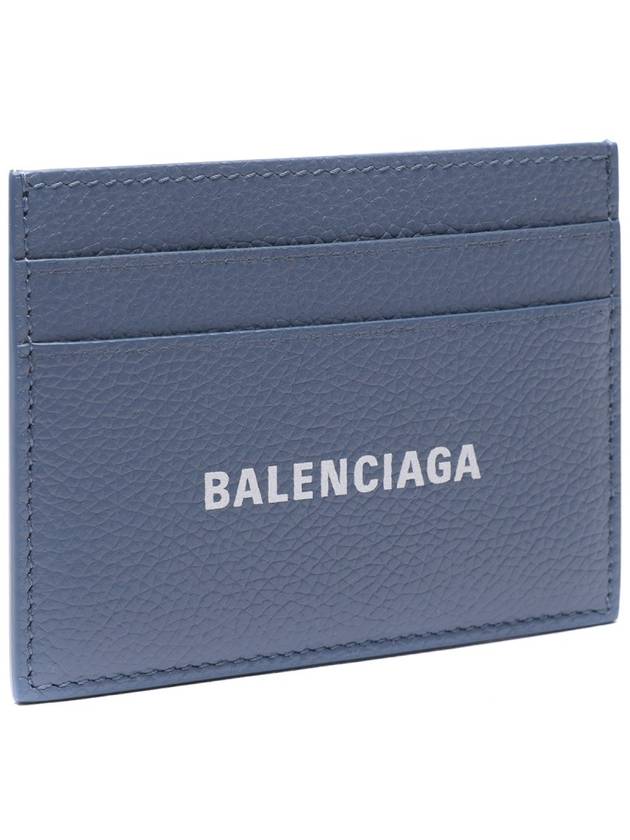 Luxury Balenciaga Trending 2025 Logo Calfskin Card Wallet Blue