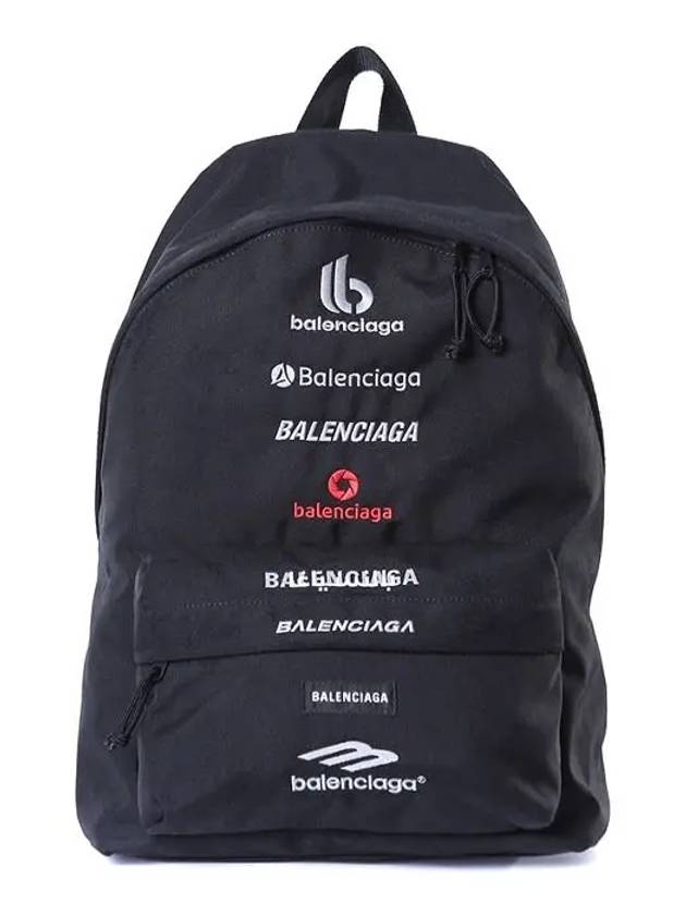 Luxury Balenciaga Trending 2025 Explorer Embroidered Logo Backpack Black