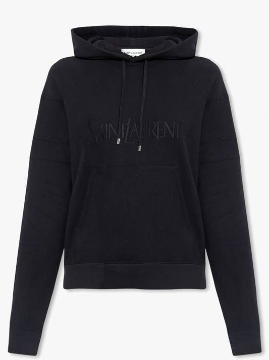 Luxury Saint Laurent Trending 2025 Front Logo Cotton Hoodie Black