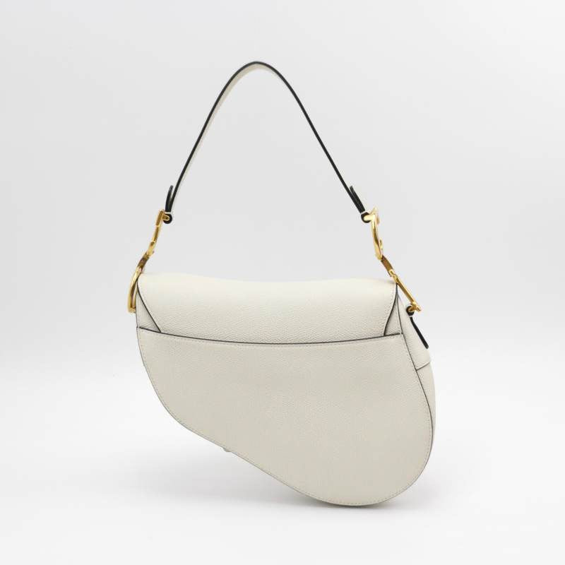 Dior Saddle Medium White 2019 Grained Leather Handbag