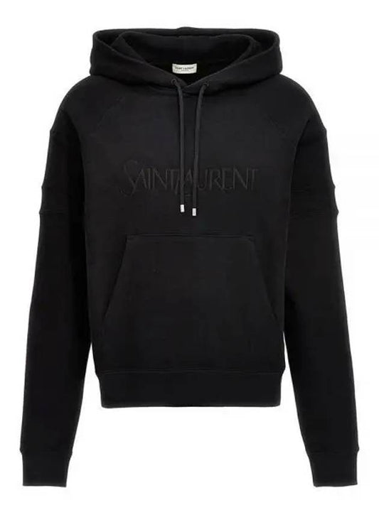 Luxury Saint Laurent Trending 2025 Front Logo Cotton Hoodie Black