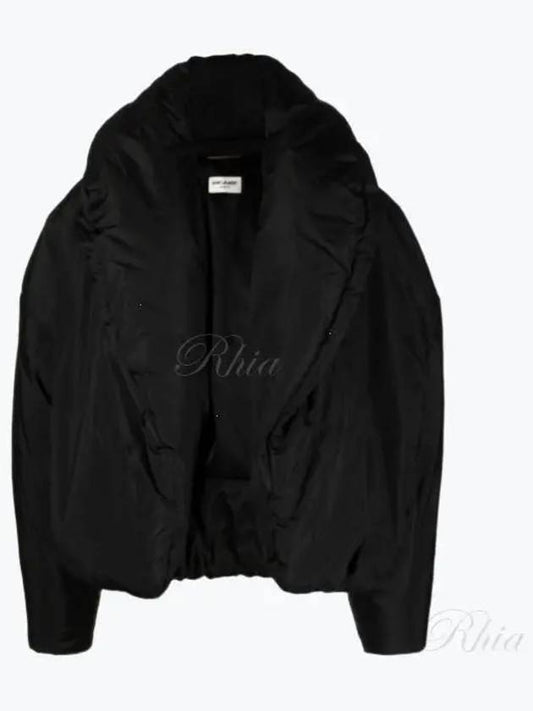 Luxury Saint Laurent Trending 2025 Cropped Puffer Silk Taffeta Jacket Black