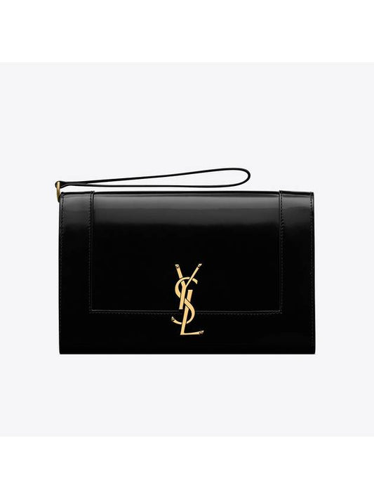 Luxury Saint Laurent Trending 2025 Cassandre Logo Flap Clutch Bag Black