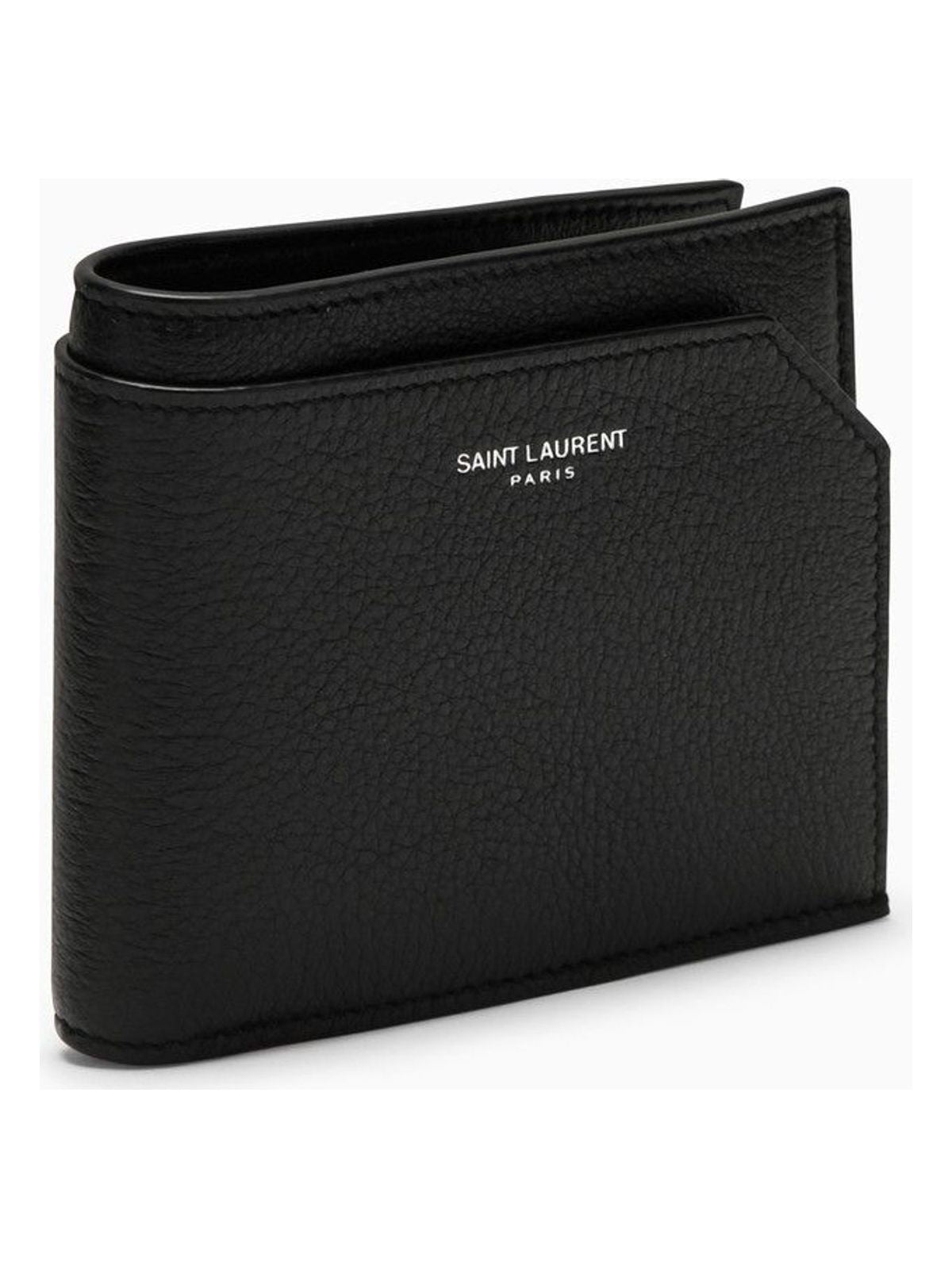 Luxury Saint Laurent Trending 2025 Men's Grained Leather East/west Wallet With Coin Purse in Black | 783745AADA3