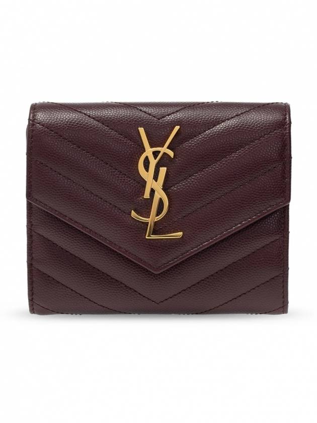 Luxury Saint Laurent Trending 2025 Matelasse Monogram Quilting Flap Half Wallet Red