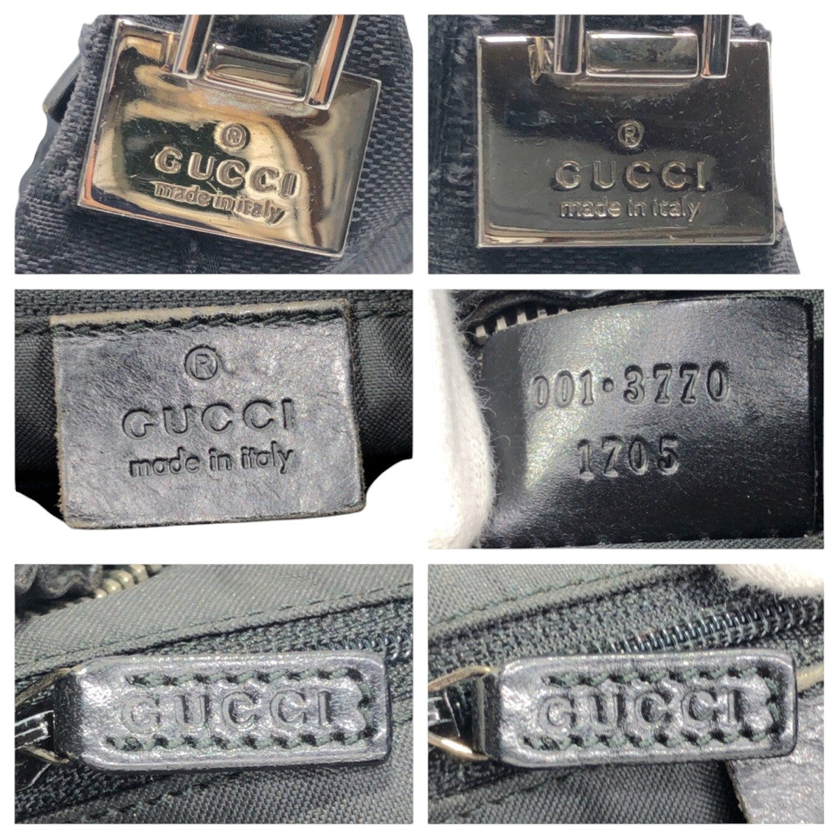 GUCCI Shoulder Bag 001 3770 GG canvas Black black Hobo Shoulder Bag Handbag GG pattern Women