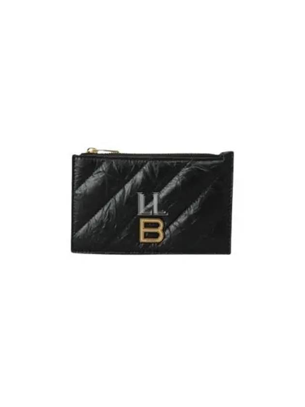 Luxury Balenciaga Trending 2025 Crush Quilted Leather Long Coin Card Wallet Black