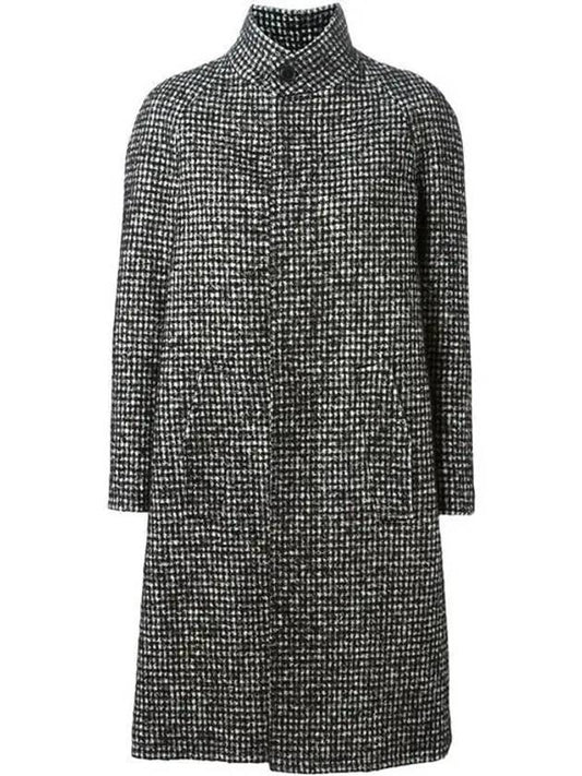 Luxury Saint Laurent Trending 2025 Houndstooth Wool Single Coat Grey