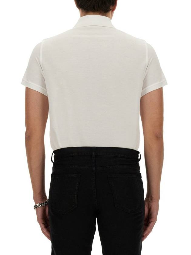 Luxury Saint Laurent Trending 2025 Men's Monogram Cotton Short Sleeve Polo Shirt White