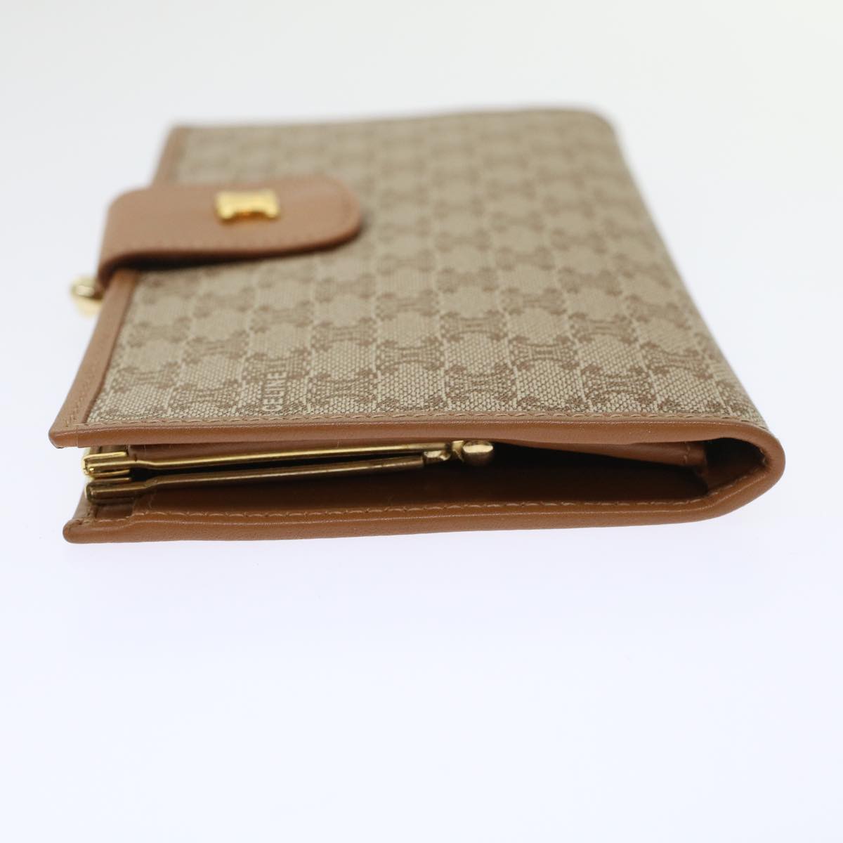 Luxury CELINE Macadam Canvas Long Wallet Beige 46361