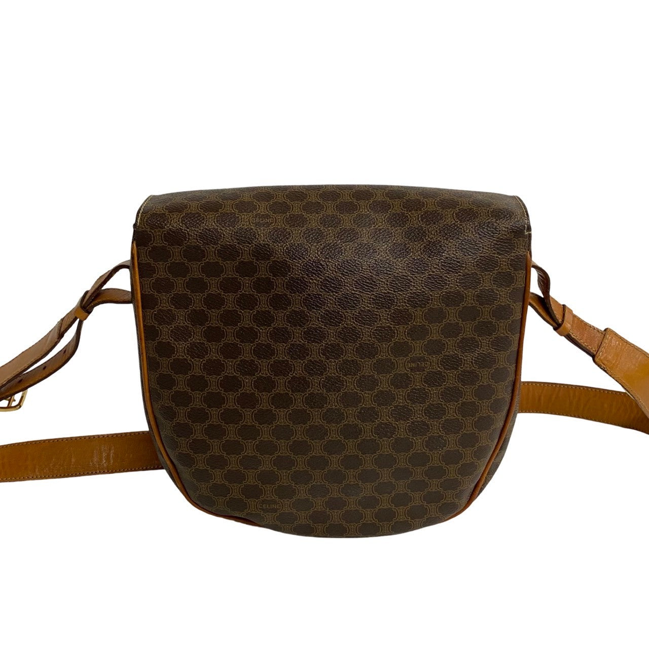 CELINE Shoulder Bag Leather, PVC Brown Macadam Women