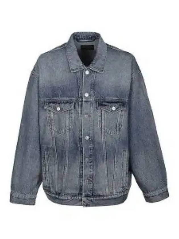 Luxury Balenciaga Trending 2025 Back Logo Print Oversized Denim Jacket Blue