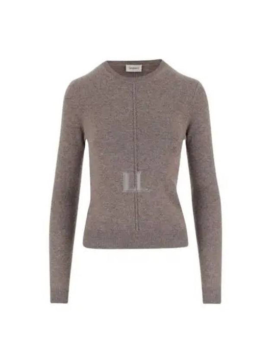 Luxury Saint Laurent Trending 2025 Openwork Cashmere Sweatshirt Taupe
