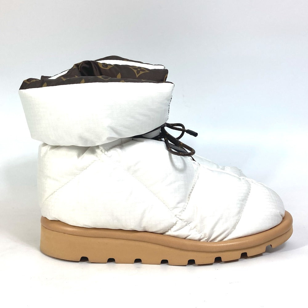 LOUIS VUITTON boots 1A8T3W Nylon, Nylon White x brown Shoe Monogram Pillow Line Ankle Boots Women 37