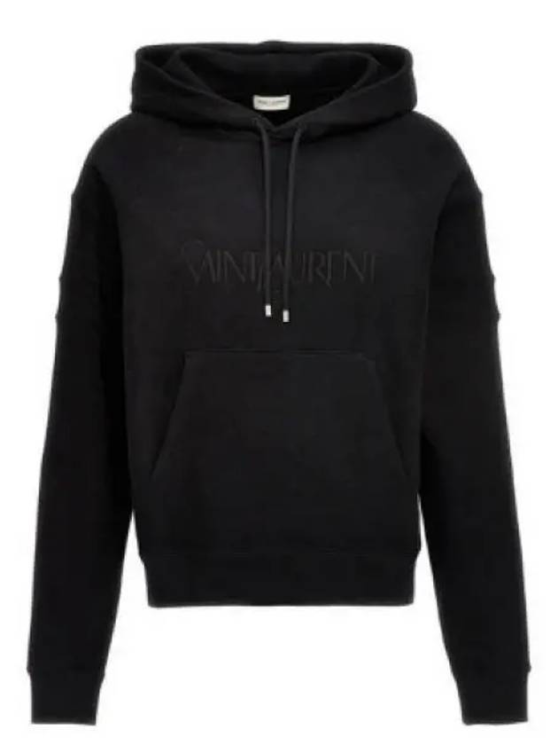 Luxury Saint Laurent Trending 2025 Front Logo Cotton Hoodie Black