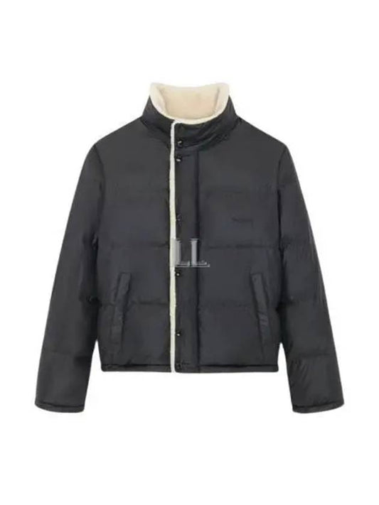 Luxury Saint Laurent Trending 2025 Shearling Lining Nylon Down Puffer Jacket Black