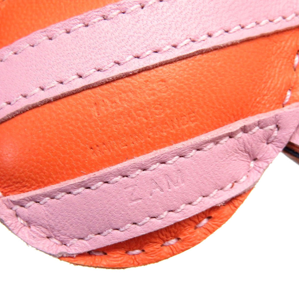 HERMES key ring leather Orange poppy charm Gee Gee Savannah Women