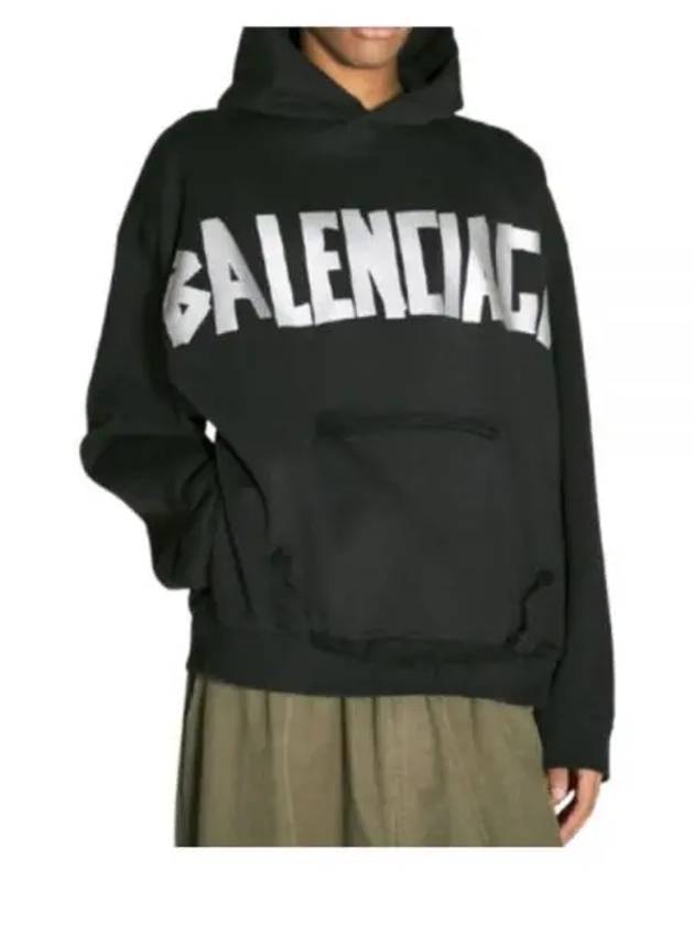Luxury Balenciaga Trending 2025 Logo Tape Cotton Hoodie Black