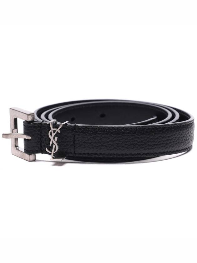 Luxury Saint Laurent Trending 2025 Men's Monogram Grain Belt Black