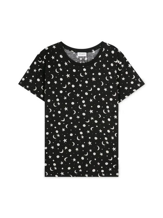 Luxury Saint Laurent Trending 2025 Men's Star Print Cotton Short Sleeve T-Shirt Black