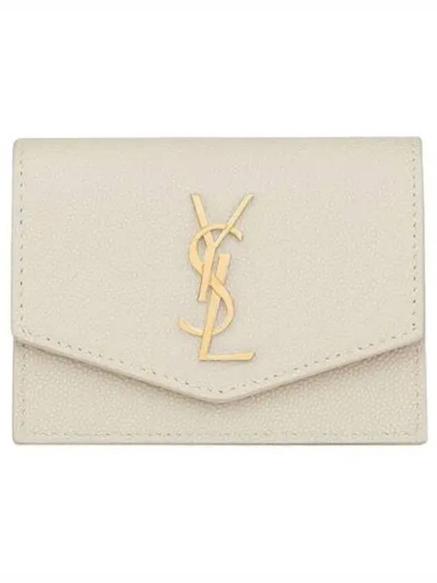 Luxury Saint Laurent Trending 2025 Monogram Uptown Leather Card Wallet Ivory