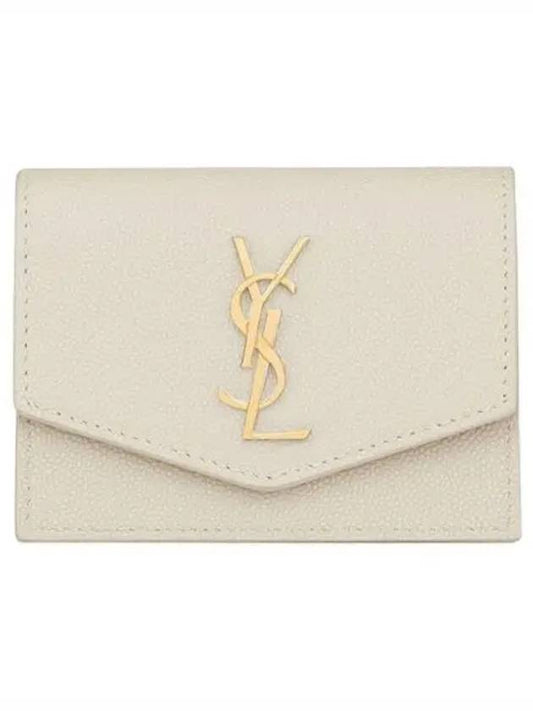 Luxury Saint Laurent Trending 2025 Monogram Uptown Leather Card Wallet Ivory