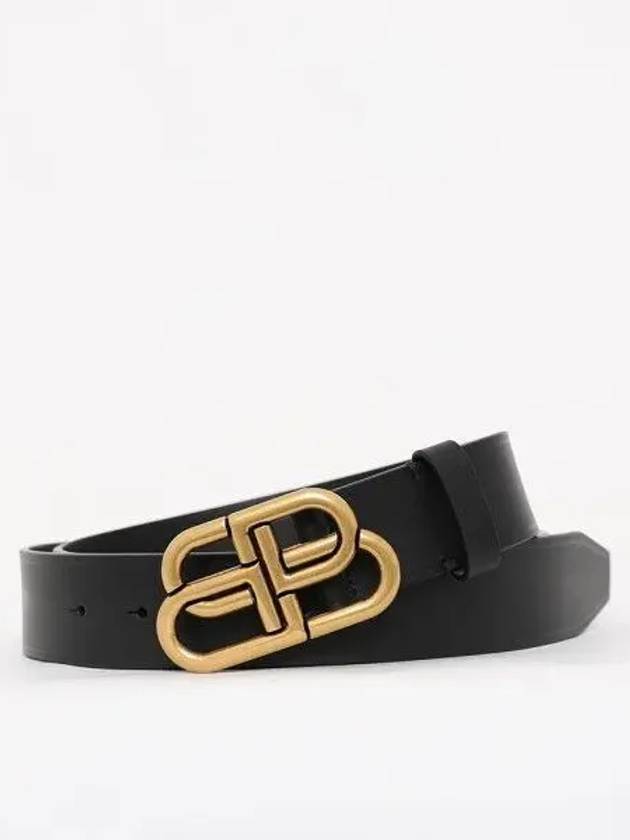 Luxury Balenciaga Trending 2025 BB Logo Leather Belt Black