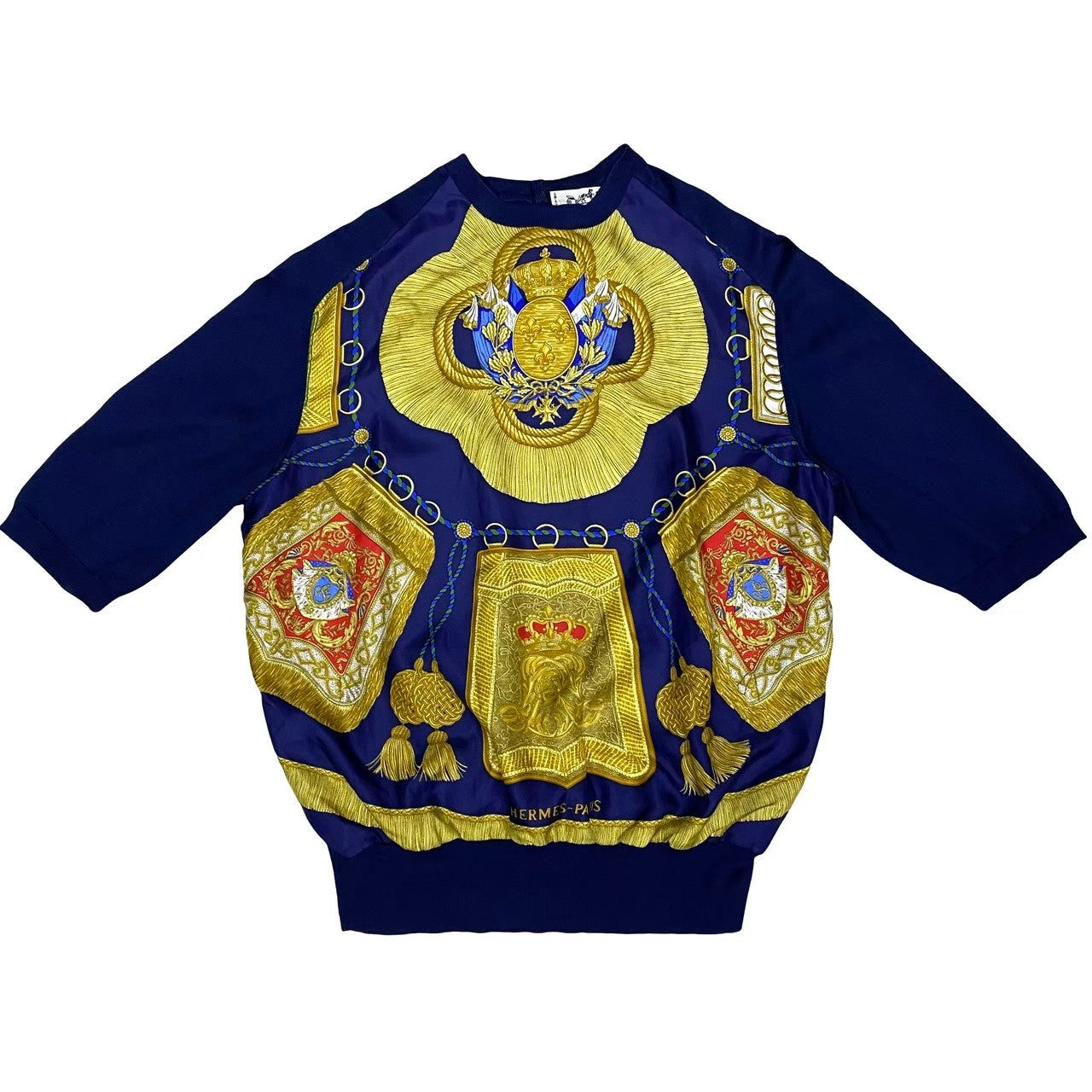 HERMES knit silk Navy Pattern Women L