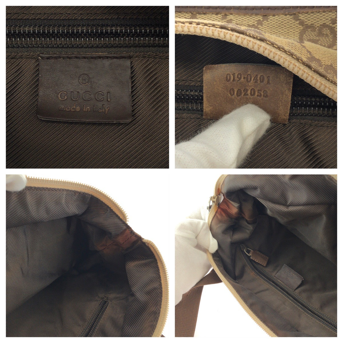 GUCCI Tote Bag 019 0401 GG canvas Beige Brown SilverMetal Tote Bag Shoulder Bag Women