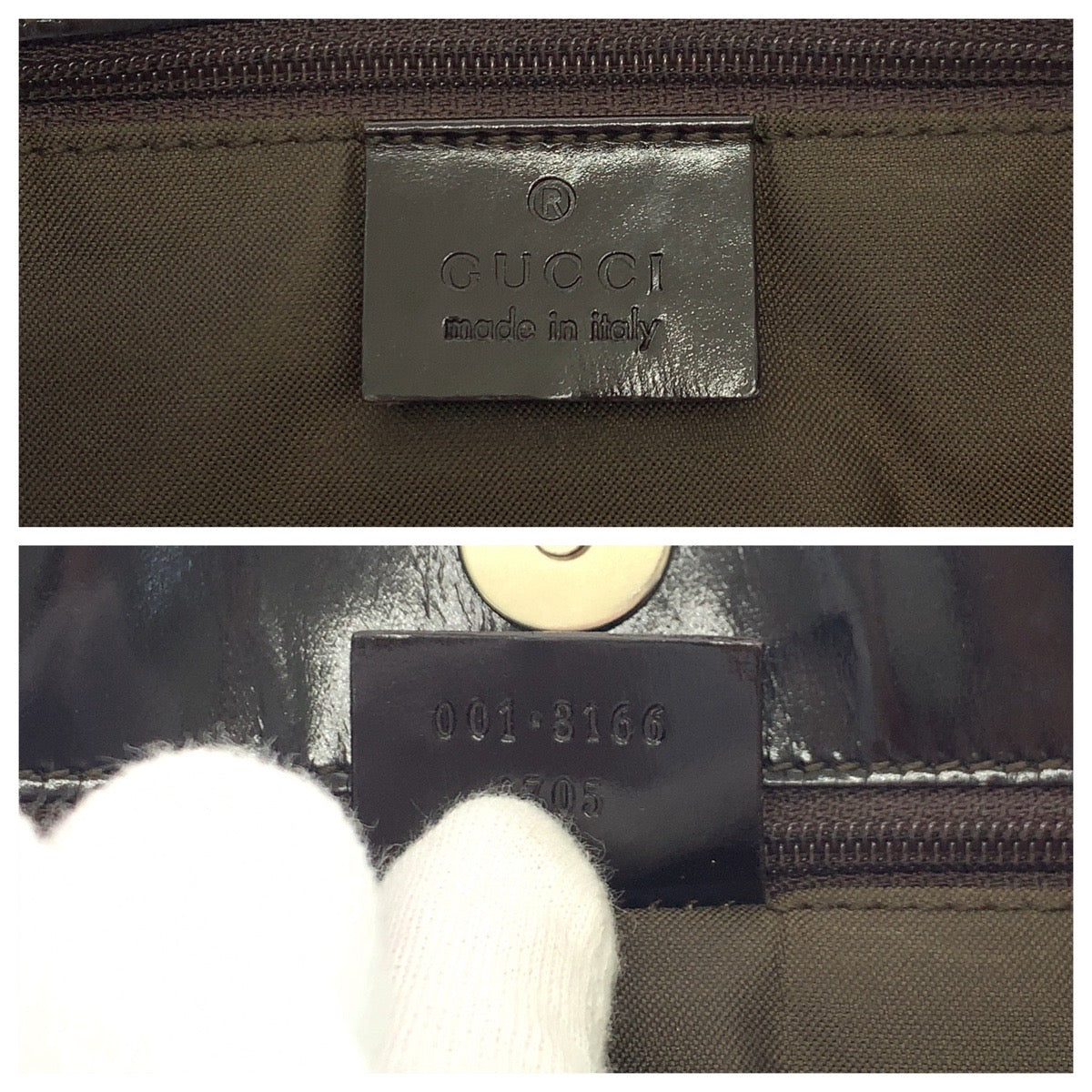 GUCCI Shoulder Bag 001 3166 Nylon Dark Brown SilverMetal One Shoulder Bag Women
