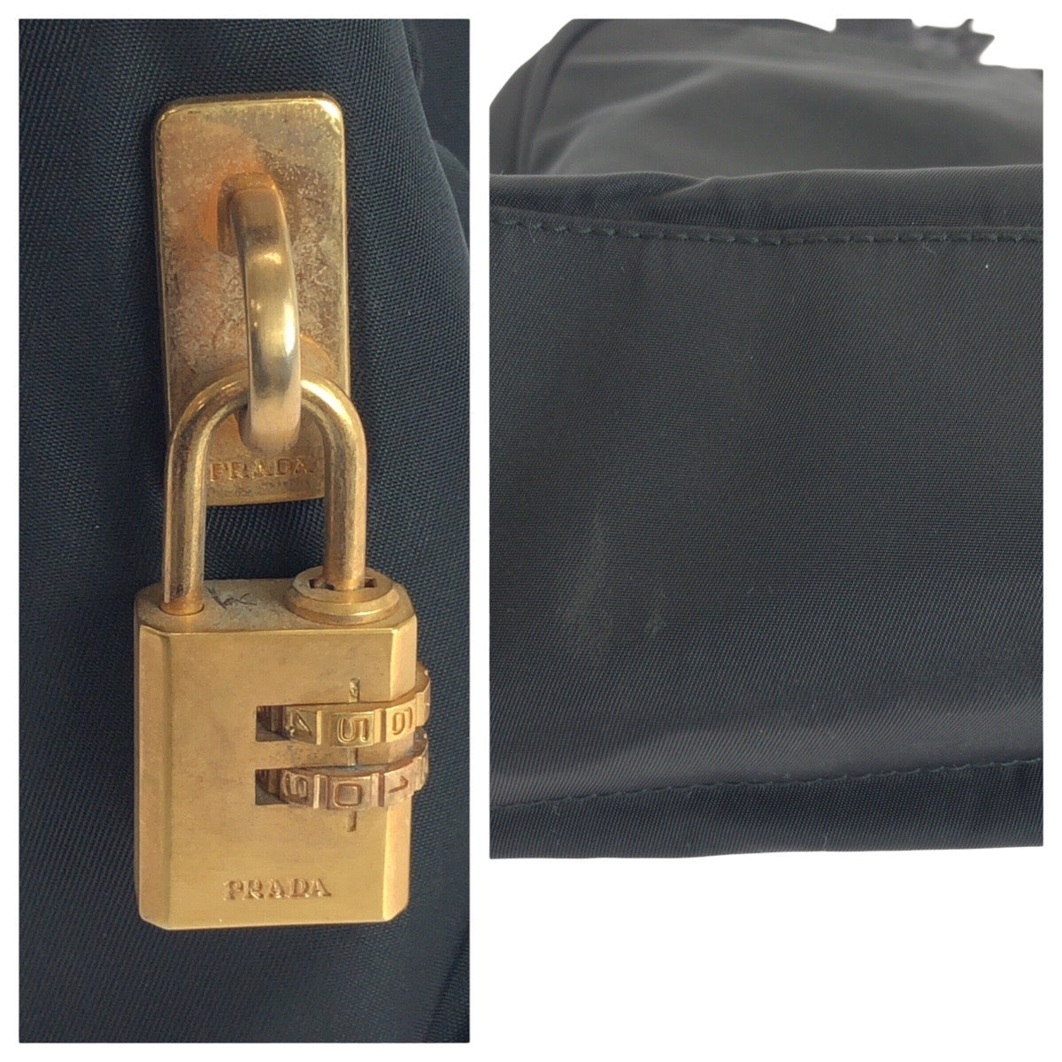 PRADA Tote Bag Nylon Black GoldMetal Tote Bag Shoulder Bag Test Triangle With logo Women